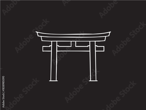 Torii gate vector: japanese shrine symbol illustration eps silhouette