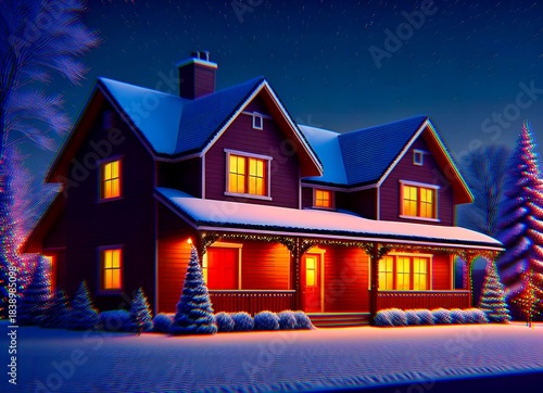 christmas house in the night