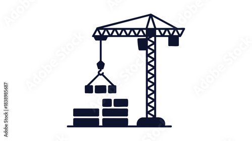 Building blocks lifted by tower crane