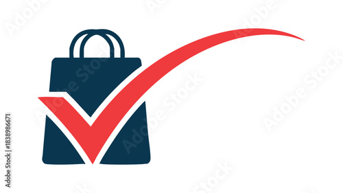 Shopping bag with red checkmark icon