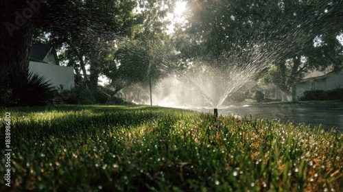 Fototapeta Naklejka Na Ścianę i Meble -  the sprinkler spraying water on the lawn
