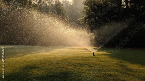 Fototapeta Naklejka Na Ścianę i Meble -  the sprinkler spraying water on the lawn
