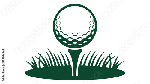Green golf ball on tee vector icon