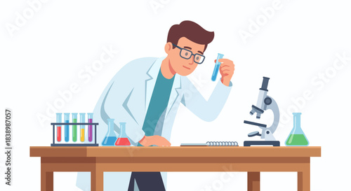 Scientist Working in Laboratory Illustration