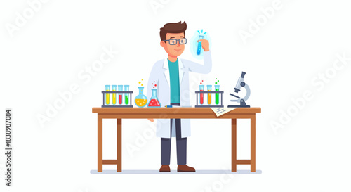 Scientist Working in Laboratory Illustration
