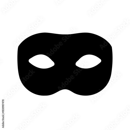 Black silhouette of an eye mask costume for masquerade or performance art