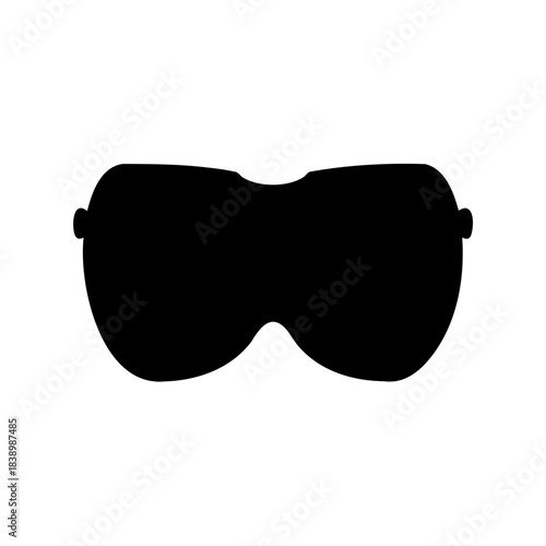 Simple black silhouette illustration of safety goggles or protective eyewear design