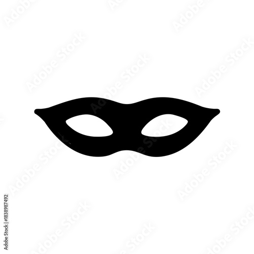 Simple black masquerade mask, icon of disguise, intrigue and secret identity