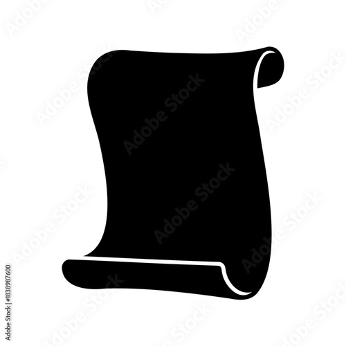 Simple black scroll image symbolizing parchment, a document, or a message