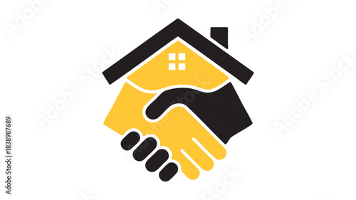 Real estate home deal handshake icon