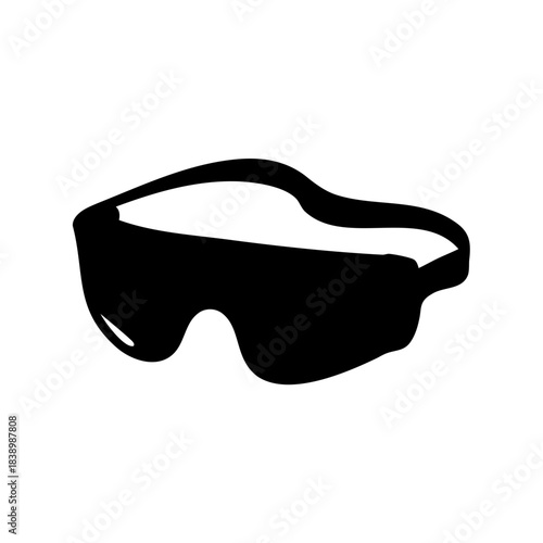 Black safety goggles provide eye protection in a simple graphic form