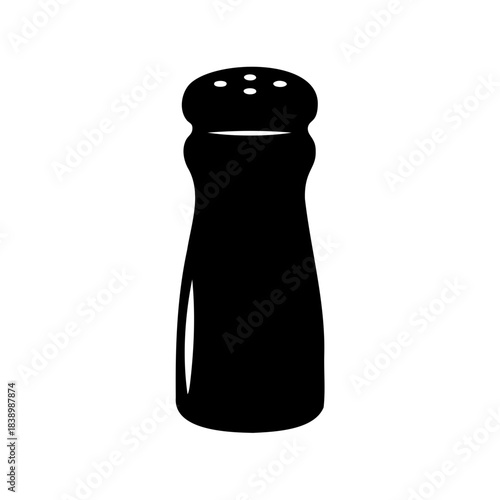 Elegant Black Silhouette of a Salt Shaker on a White Background