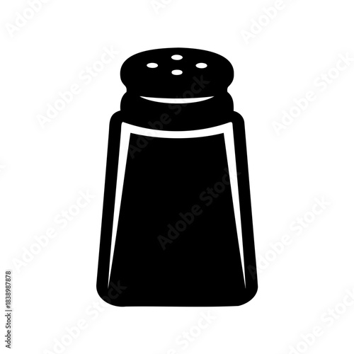 Stylized black and white silhouette of a classic salt shaker design