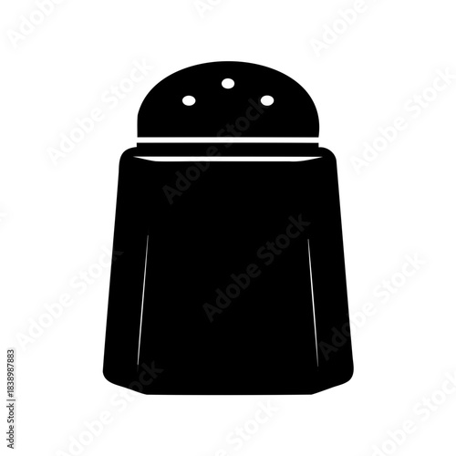 A black silhouette of a salt shaker against a white background