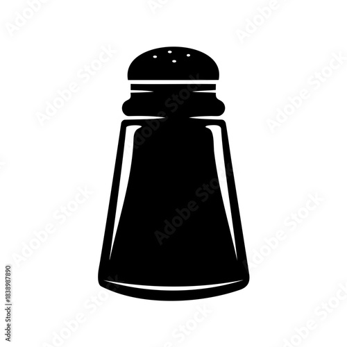 Simple Black Salt Shaker Illustration on White Background with Minimalism Design