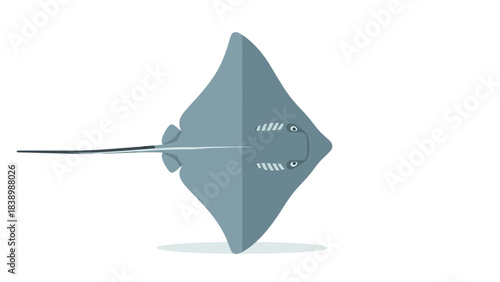 Flat illustration of a bluegray stingray viewed from above facing right