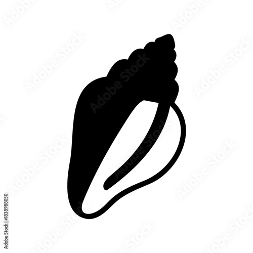 Elegant silhouette of a sea shell against a clean white background