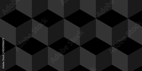 Abstract black and gray wall style minimal blank cubic design. Geometric cube pattern illustration mosaic, square and triangle banner square wallpaper.