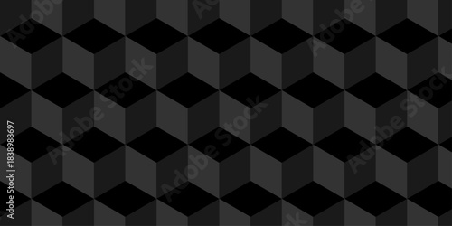 Abstract black and gray wall style minimal blank cubic design. Geometric cube pattern illustration mosaic, square and triangle banner square wallpaper.