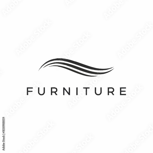 Modern Furniture Logo Design with Elegant Wave Element.