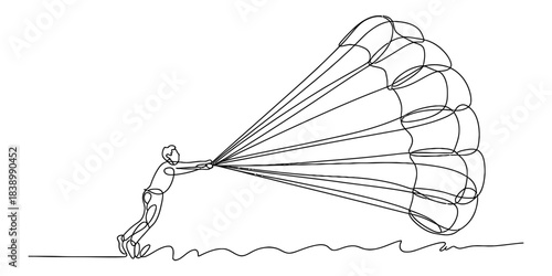 A black, hand-drawn wavy line forms an arrow pointing towards the right side on a clean white background. Vector, illustration