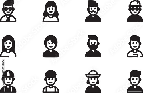 Vector avatar icon set: diverse people profiles for web and app design eps silhouette