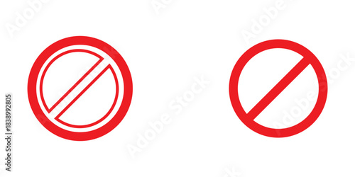 No sign isolated. Red no symbol. Circle red warning icon. Template for button or web applications. simple icon illustration.modern