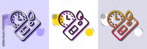 Express Covid test line icon. Halftone dotted pattern. Gradient icon with grain shadow. Coronavirus testing sign. Blood test tube symbol. Line covid test icon. Various designs. Vector