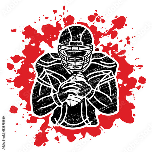American Football Player Cartoon Silhouette Sport Graphic Vector