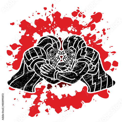 American Football Players Cartoon Silhouette Sport Graphic Vector on Splash Background