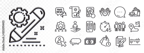 Creative painting, Project edit and Messenger line icons for web app. Glare of light effect. Message icon. Pack of Court jury, Payment, Column diagram pictogram icons. Vector