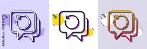 Recovery info line icon. Halftone dotted pattern. Gradient icon with grain shadow. Backup data sign. Restore information symbol. Line recovery data icon. Various designs. Vector
