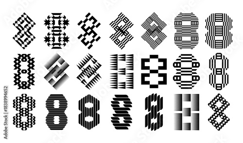 Luxury geometric abstract number 8 logo set