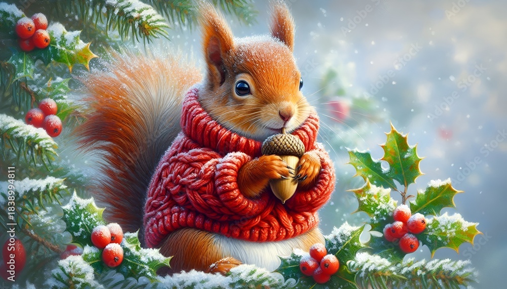 Fototapeta premium squirrel with acorn