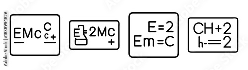 Abstract science formulas, data, and conceptual energy symbols