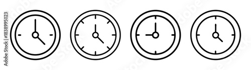 Outline clock icons set representing time management and deadlines