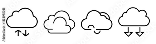 Digital cloud technology symbols for internet data transfer vector.