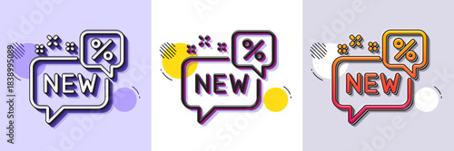 New discount line icon. Halftone dotted pattern. Gradient icon with grain shadow. Sale shopping sign. Clearance symbol. Line new icon. Various designs. Vector