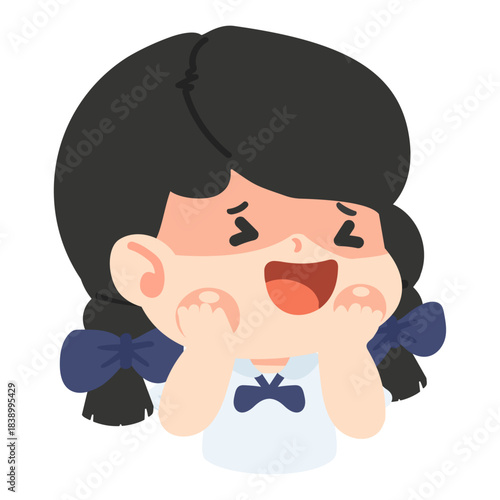 Cartoon Illustration of Girl Laughing