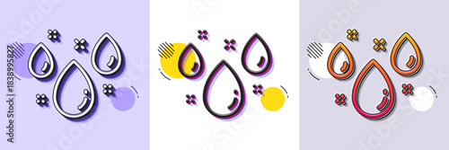 Rainy weather forecast line icon. Halftone dotted pattern. Gradient icon with grain shadow. Rain sign. Water drops symbol. Line rainy weather icon. Various designs. Vector