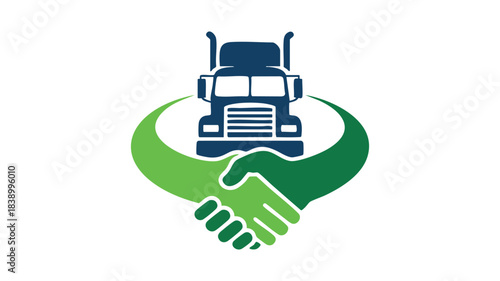 Trucking partnership handshake logo Vector
