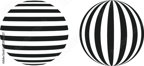 . “Minimalist Monochrome Striped Globe Shapes”
