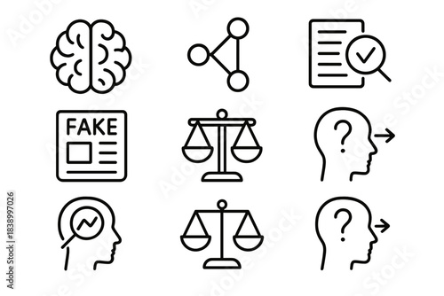 Abstract concepts of critical thinking, decision making, misinformation, and justice