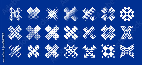 Decorative ornament abstract letter X logo set