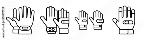 Collection of various line art glove icons for hand protection