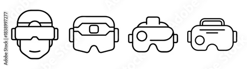 Virtual reality headset icon set. modern vr technology symbol.
