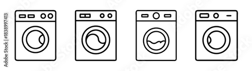 Front load washing machine laundry household appliance icons