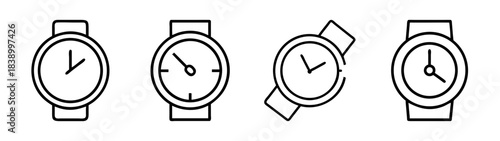 Minimalist line art watch icons set for time management concepts.