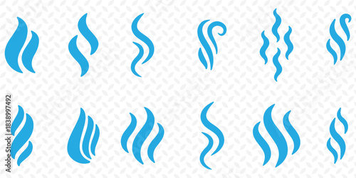 Fire steam or Line smoke doodle hand drawn set. smell waves from food or coffee and beverages sketch style.