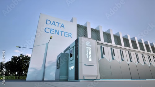 3d rendering energy storage systems or battery container units for data center 4k footage